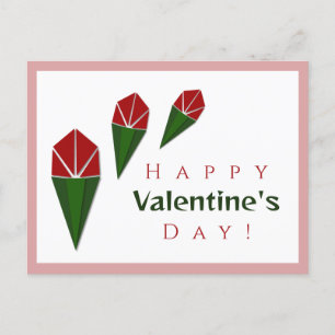 Customized Fun Pink, Green, Red Roses Valentine's Holiday Postcard