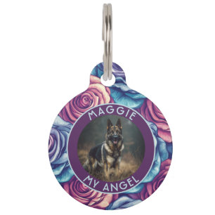 Customized Gifts For Pets Rose Floral Pet Tag