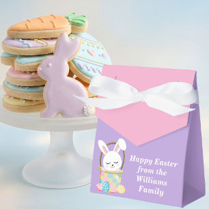 Customized Happy Easter Bunny Pink Purple Party Favour Box