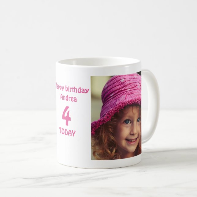 Customized Kids Age and Photos Birthday Coffee Mug (Front Right)