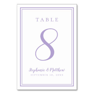 Customized Lavender Wedding Table Number Card