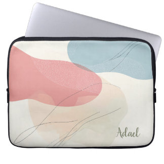 Customized legant Soft Blue and Coral Organic Flow Laptop Sleeve