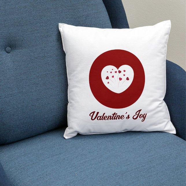 Customized Modern Script Red Heart Valentine's Day Cushion (Creator Uploaded)