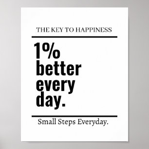 Customized Motivational 1% better Everyday Modern Poster