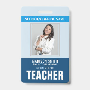 Customized Name and Photo   Teacher ID Card Badge