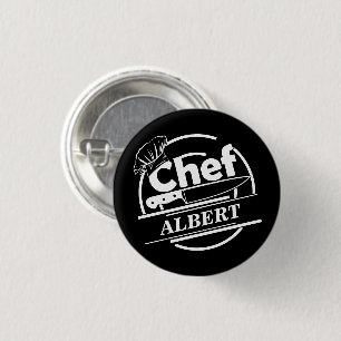 Customized Name Chef Black 3 Cm Round Badge