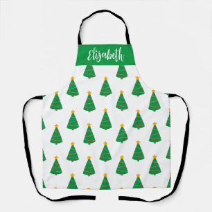 Customized Name Mod Christmas Tree Print Apron