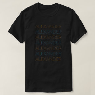 Customized Name Repeated Chic Orange And Blue T-Shirt