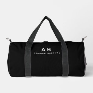 Customized Name Stylish Elegant Modern Black Gym Duffle Bag