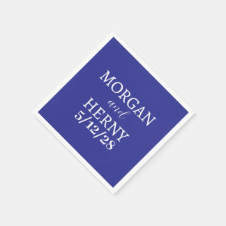 CUSTOMIZED NAME STYLISH MODERN DARK BLUE WEDDING NAPKIN
