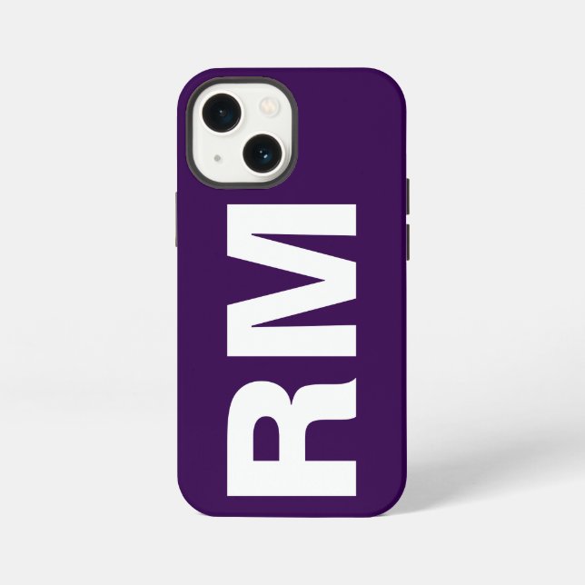 Customized Name Stylish Modern Elegant Dark Purple iPhone Case (Back)
