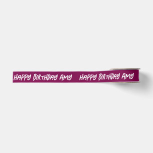 CUSTOMIZED NAME STYLISH MODERN HAPPY BIRTHDAY GROSGRAIN RIBBON