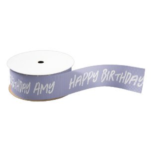 CUSTOMIZED NAME STYLISH MODERN HAPPY BIRTHDAY GROSGRAIN RIBBON