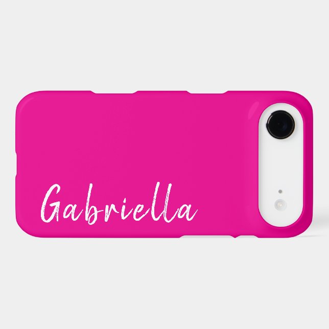 Customized Name Stylish Modern Minimal Hot Pink (Back Horizontal)