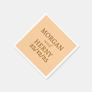 CUSTOMIZED NAME STYLISH MODERN PEACH COLOR WEDDING NAPKIN