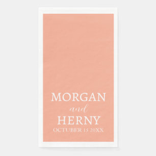 CUSTOMIZED NAME STYLISH MODERN PEACH COLOR WEDDING NAPKIN