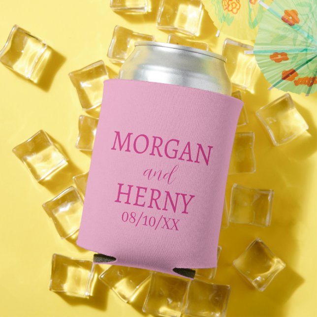 CUSTOMIZED NAME STYLISH MODERN WEDDING  CAN COOLER (In Situ Summer)