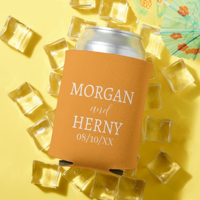 CUSTOMIZED NAME STYLISH MODERN WEDDING  CAN COOLER (In Situ Summer)
