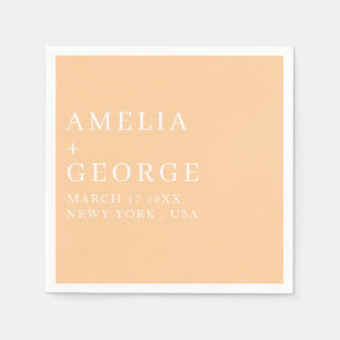 CUSTOMIZED NAME STYLISH MODERN WEDDING PEACH NAPKIN