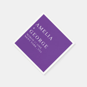 CUSTOMIZED NAME STYLISH MODERN WEDDING PURPLE NAPKIN
