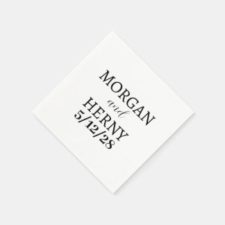 CUSTOMIZED NAME STYLISH MODERN WHITE WEDDING NAPKIN