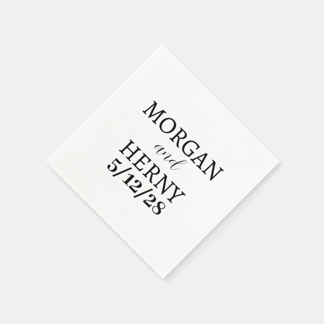 CUSTOMIZED NAME STYLISH MODERN WHITE WEDDING NAPKIN (Corner)