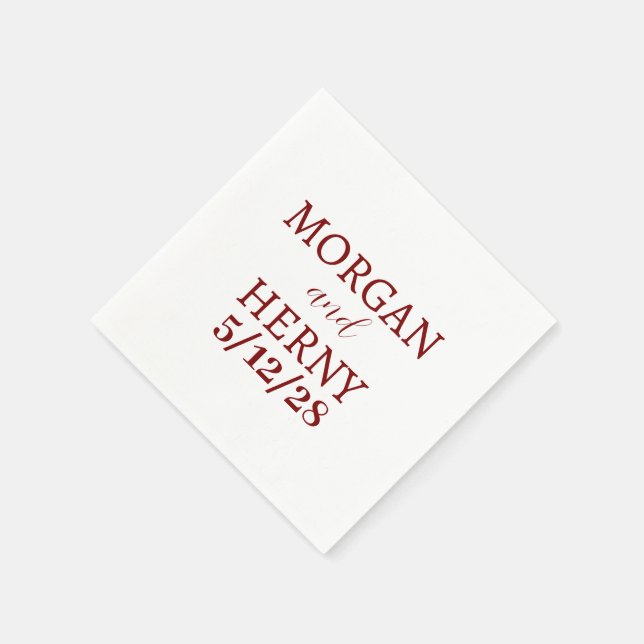 CUSTOMIZED NAME STYLISH MODERN WHITE WEDDING NAPKIN (Corner)