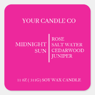 CUSTOMIZED NAME & TEXT Homemade Soy Candle Square Sticker
