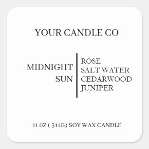 CUSTOMIZED NAME & TEXT Homemade Soy Candle Square Sticker