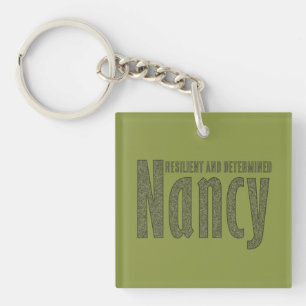 Customized "Nancy" Name Dark Army Green Camouflage Key Ring