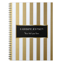 Customized Notebook Gold White Lines Background