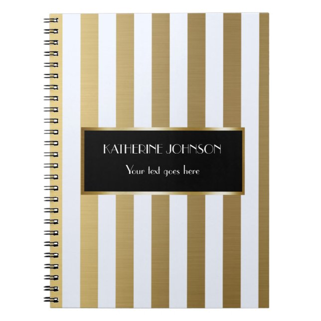 Customized Notebook Gold White Lines Background (Front)