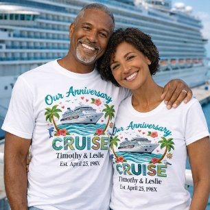 Customized Our Anniversary Cruise Faux Embroidery T-Shirt