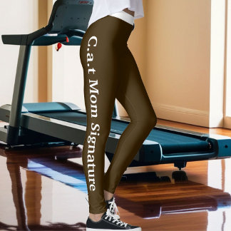 Customized Pet Lover Dark Brown And White Cat Mom Leggings