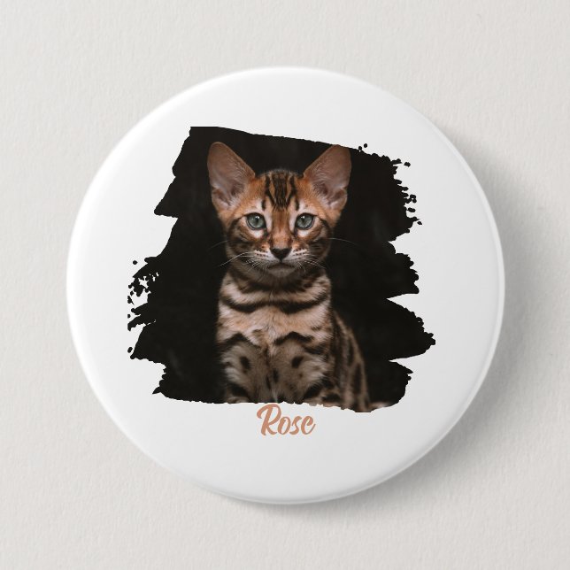 Customized pet photo with name 7.5 cm round badge (Front)
