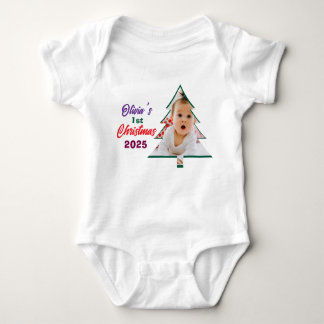 Customized Photo Olivia's 1st Christmas Tree  Baby Bodysuit