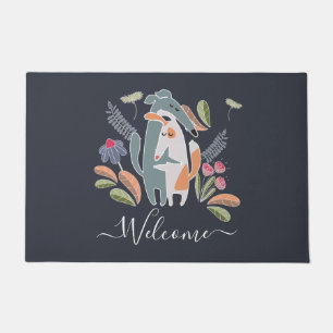 Customized Podenco and Galgo Dog Together Navy Doormat
