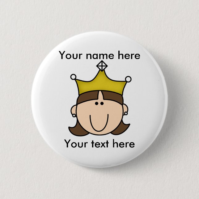 CUSTOMIZED PRINCESS BROWN 6 CM ROUND BADGE (Front)