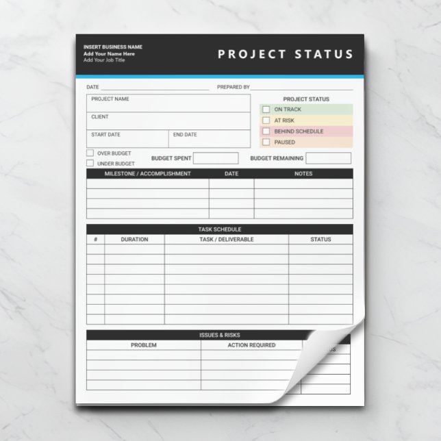 Customized Project Status Report Template Notepad (Creator Uploaded)