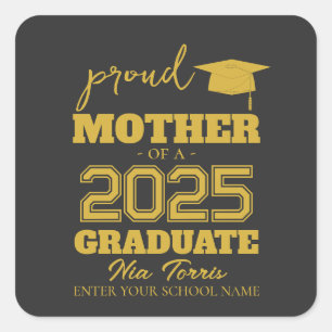 Customized proud mother of a graduate 2025 square sticker