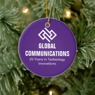 Customized Purple Cyber Company Christmas Ceramic Ornament
