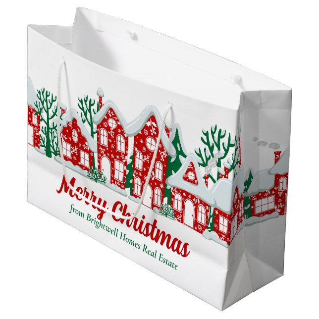 Customized Real Estate Company Christmas Party Large Gift Bag (Front Angled)