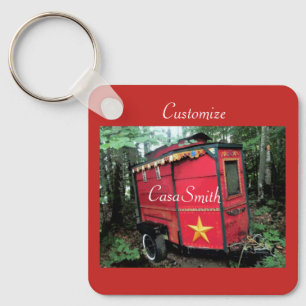 Customized Red Gypsy tiny caravan  Key Ring