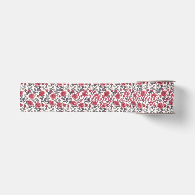 Customized Rose Themed 90Th Birthday Grosgrain Ribbon (Front)