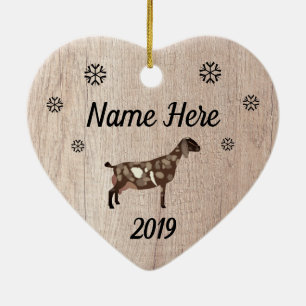 Customized Rustic Moon Spotted Nubian Goat Ceramic Ornament