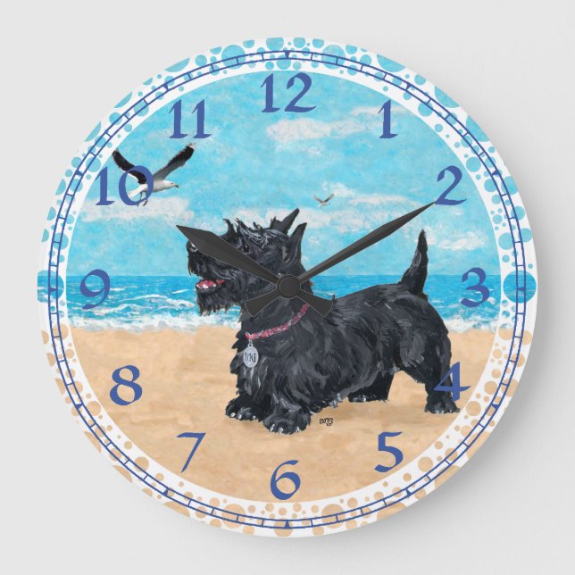 CUSTOMIZED Scottish Terrier Beach Clock (Front)