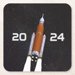 Customized SLS Space Rocket Graduation Party Paper Square Paper Coaster