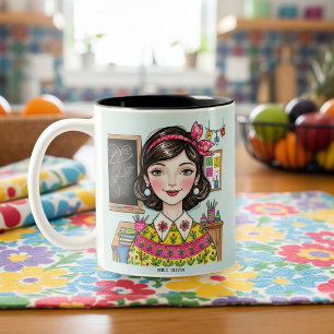 Customized Teacher Graphic Mug – Colorful & Cute