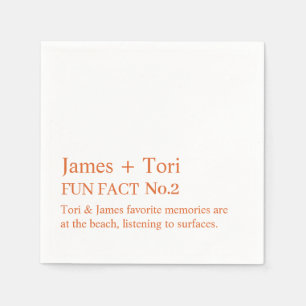 CUSTOMIZED TEXT FUN FACT MODERN STYLISH WEDDING NAPKIN