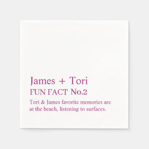 CUSTOMIZED TEXT FUN FACT MODERN STYLISH WEDDING NAPKIN